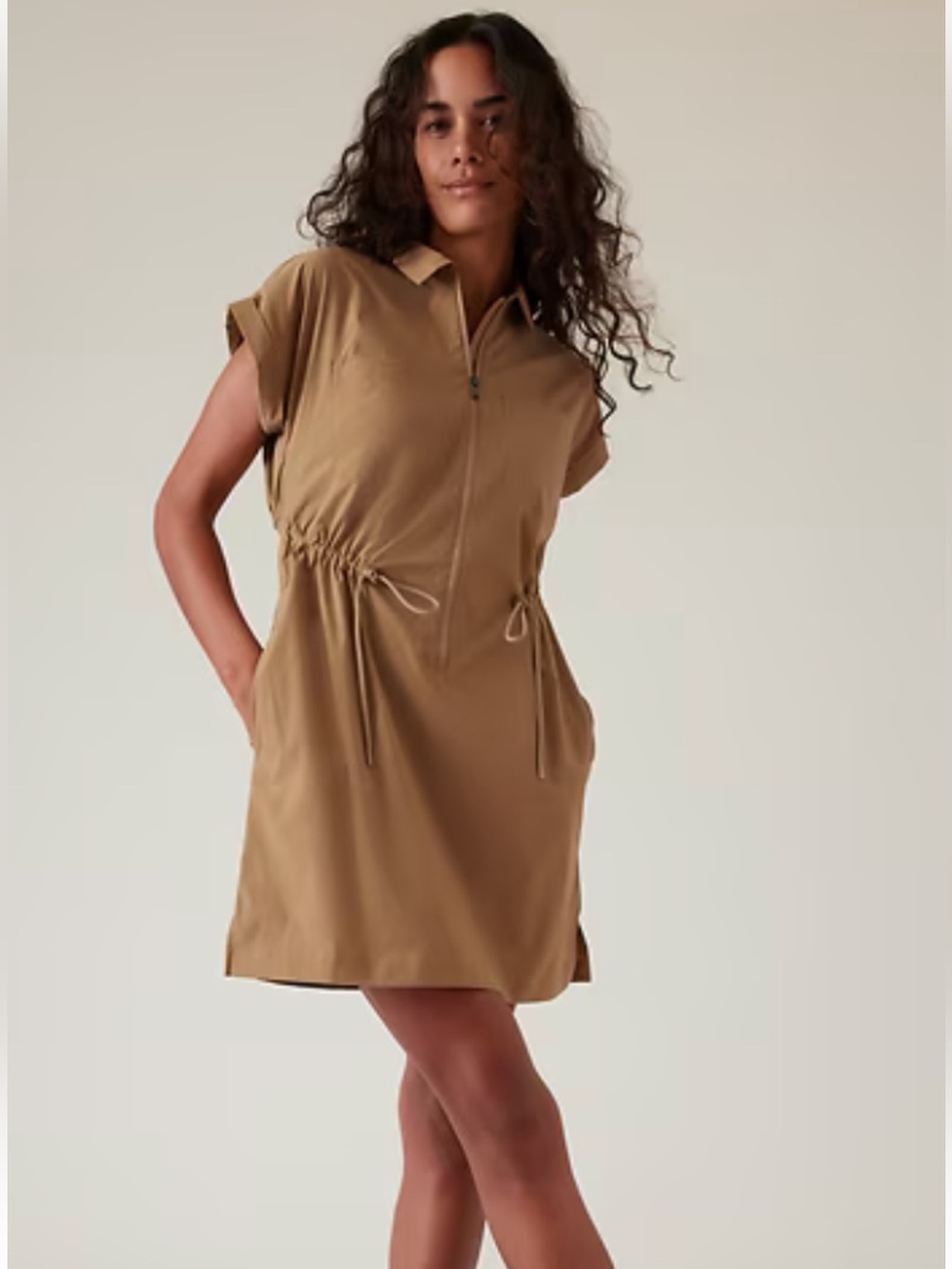 EUC Athleta Tan Brown Topspin Dress- Size Medium Tall